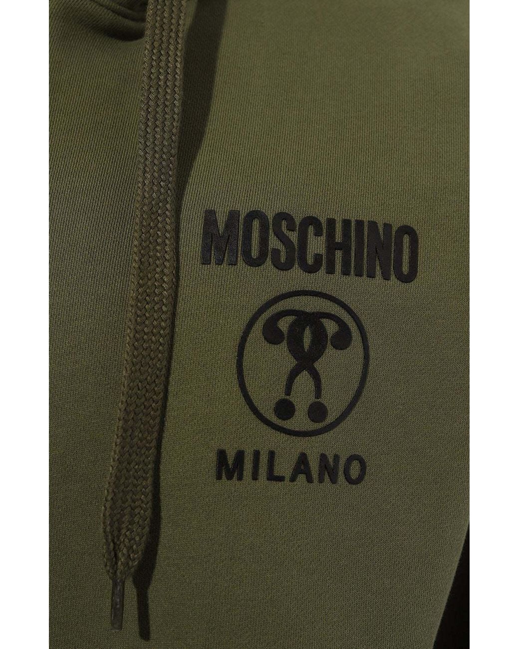 Moschino Green Logo-Print Zip-Up Organic Cotton Hoodie for men