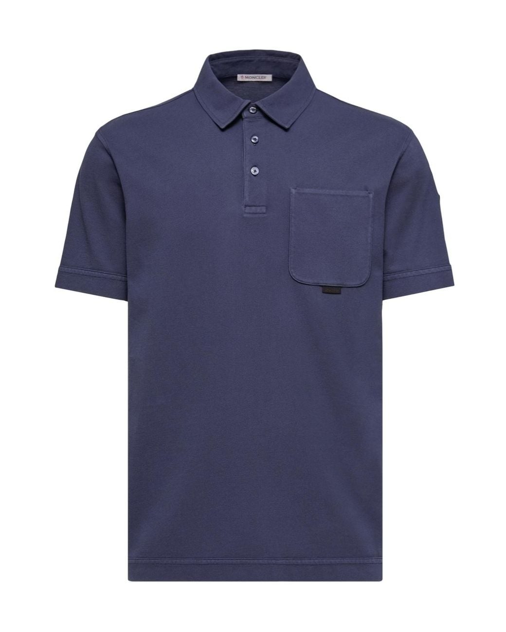 Moncler Blue Logo Patch Short-Sleeved Polo Shirt for men