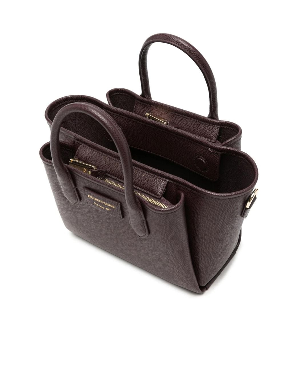 Emporio Armani Brown Grained-Leather Tote Bag