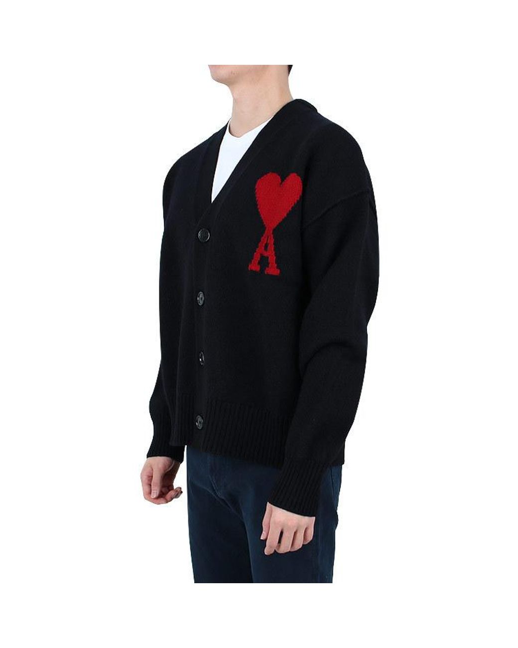 AMI Black Long-Sleeved Sweater for men