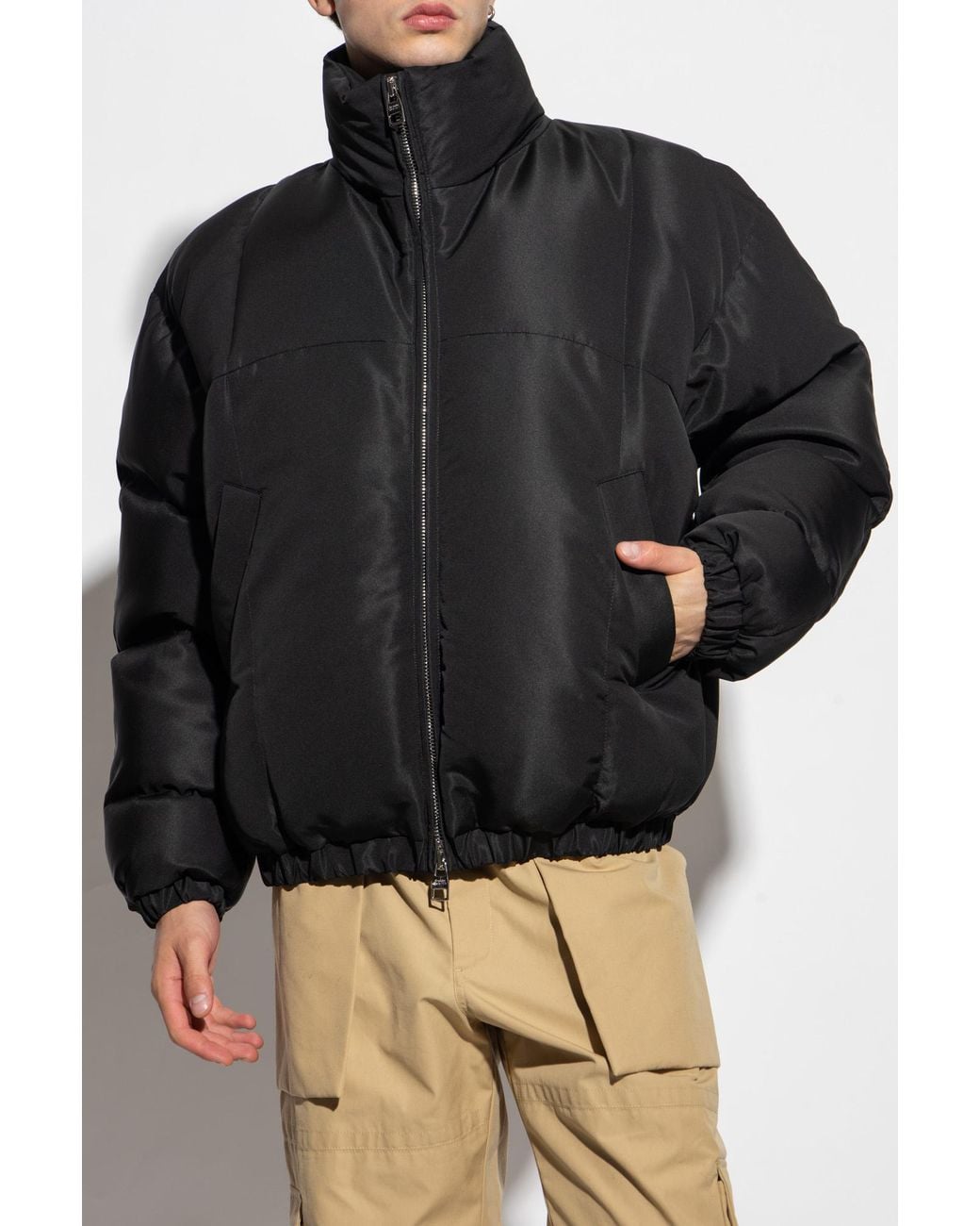 McQueen Black Long Sleeved Zipped Padded Jacket for men