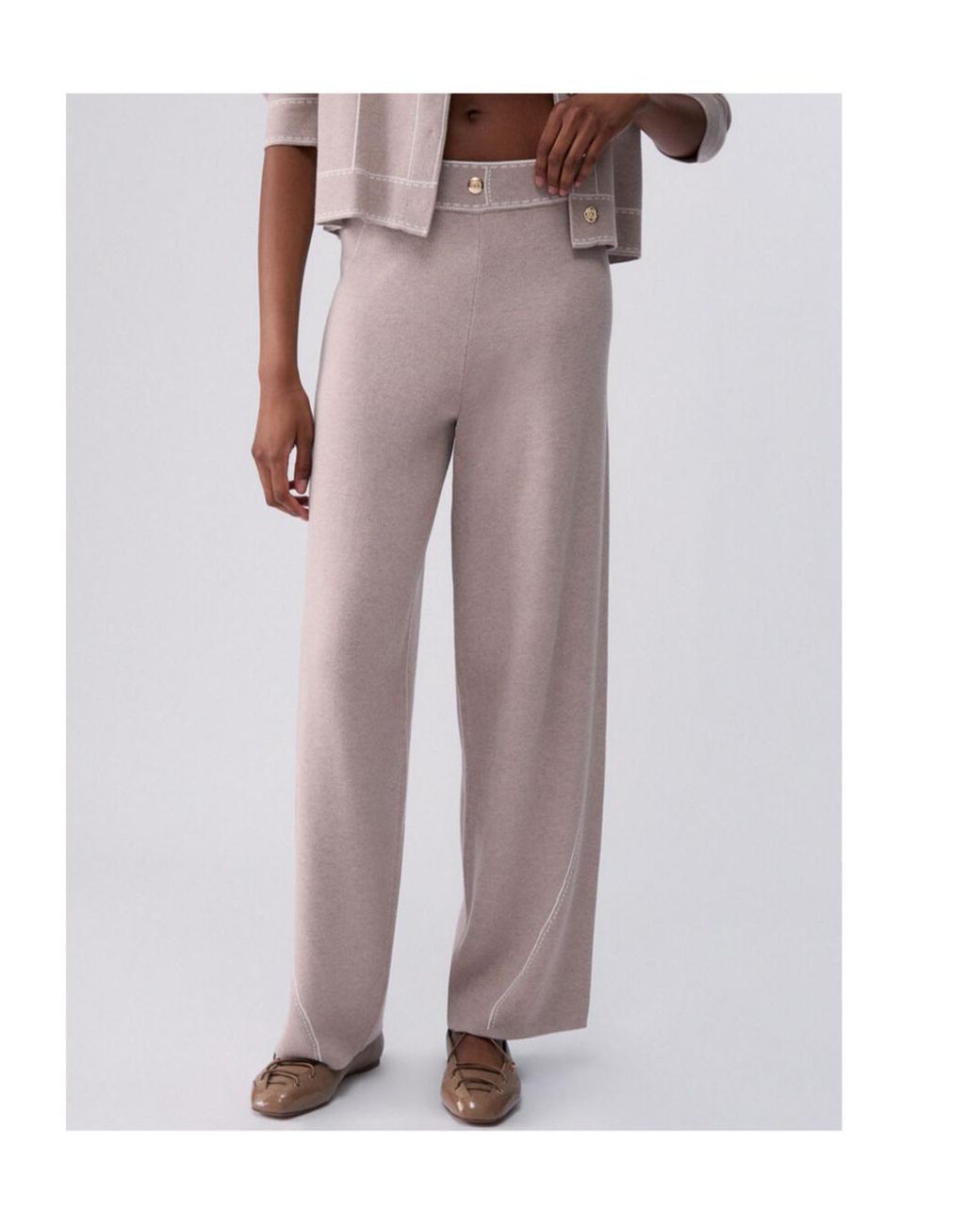 Liu Jo Gray Contrast-Stitch Casual Trousers
