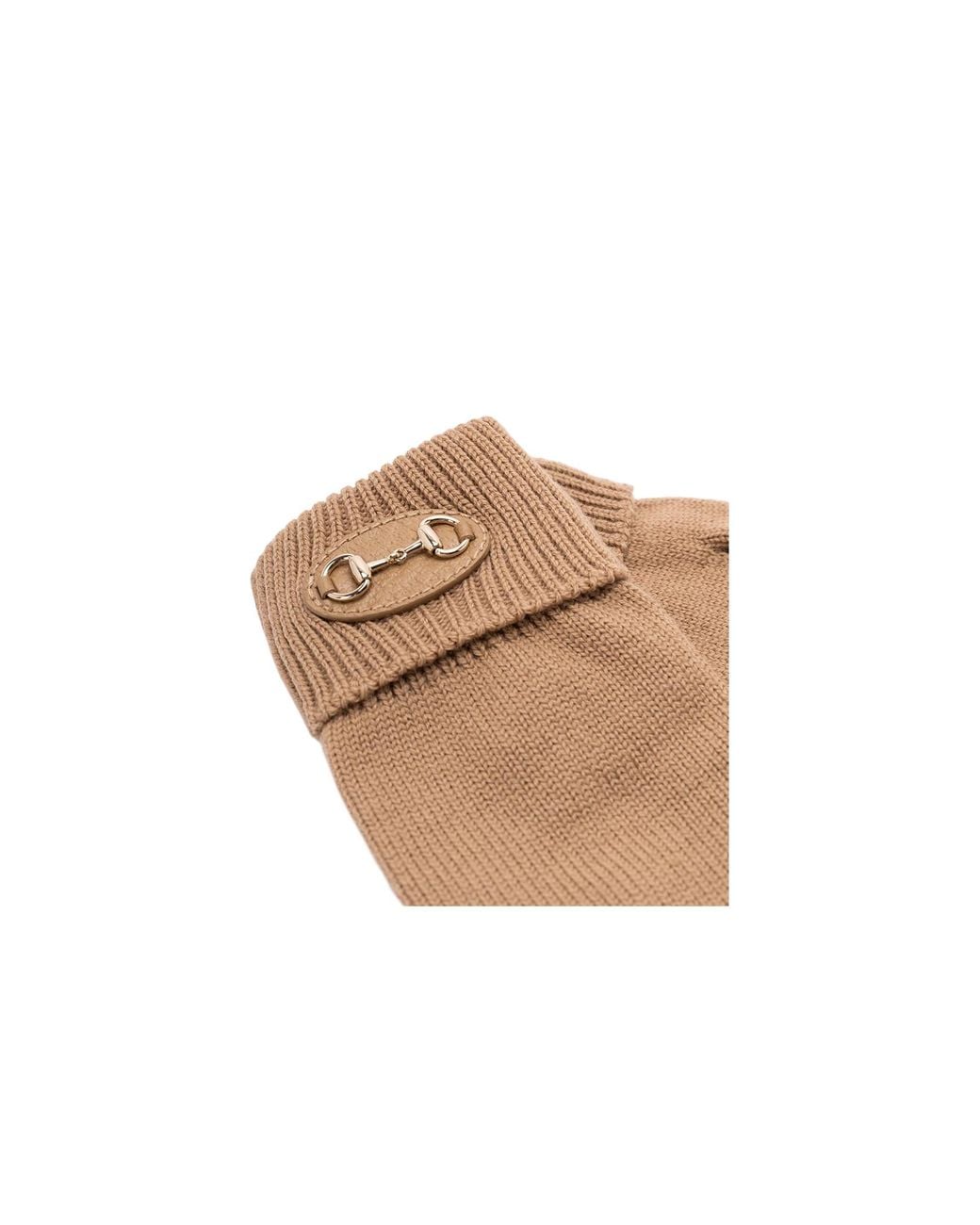 Gucci Natural Horsebit Knit Gloves
