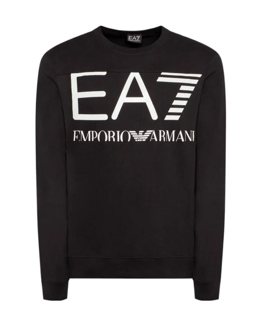 EA7 Black Crew Neck Logo Sweatshirt for men