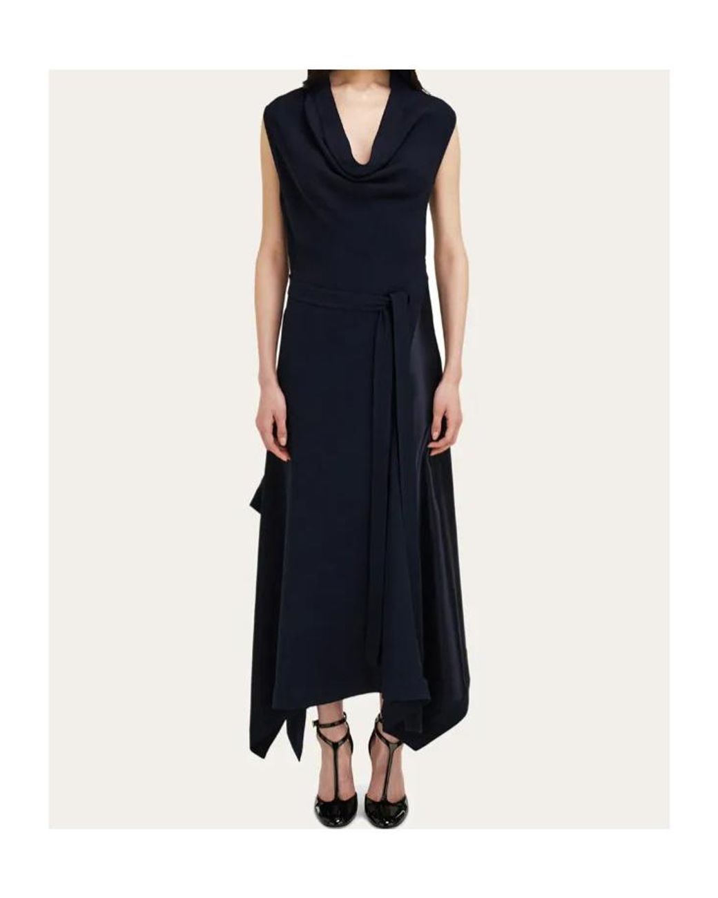 Ferragamo Blue Asymmetric Dress