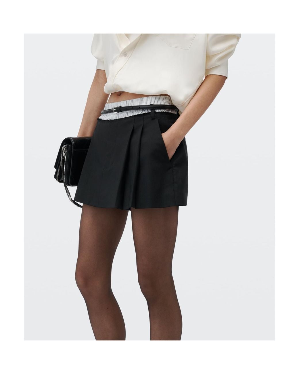Alexander Wang Black Mid-Rise Layered Boxer Tailored Skorts