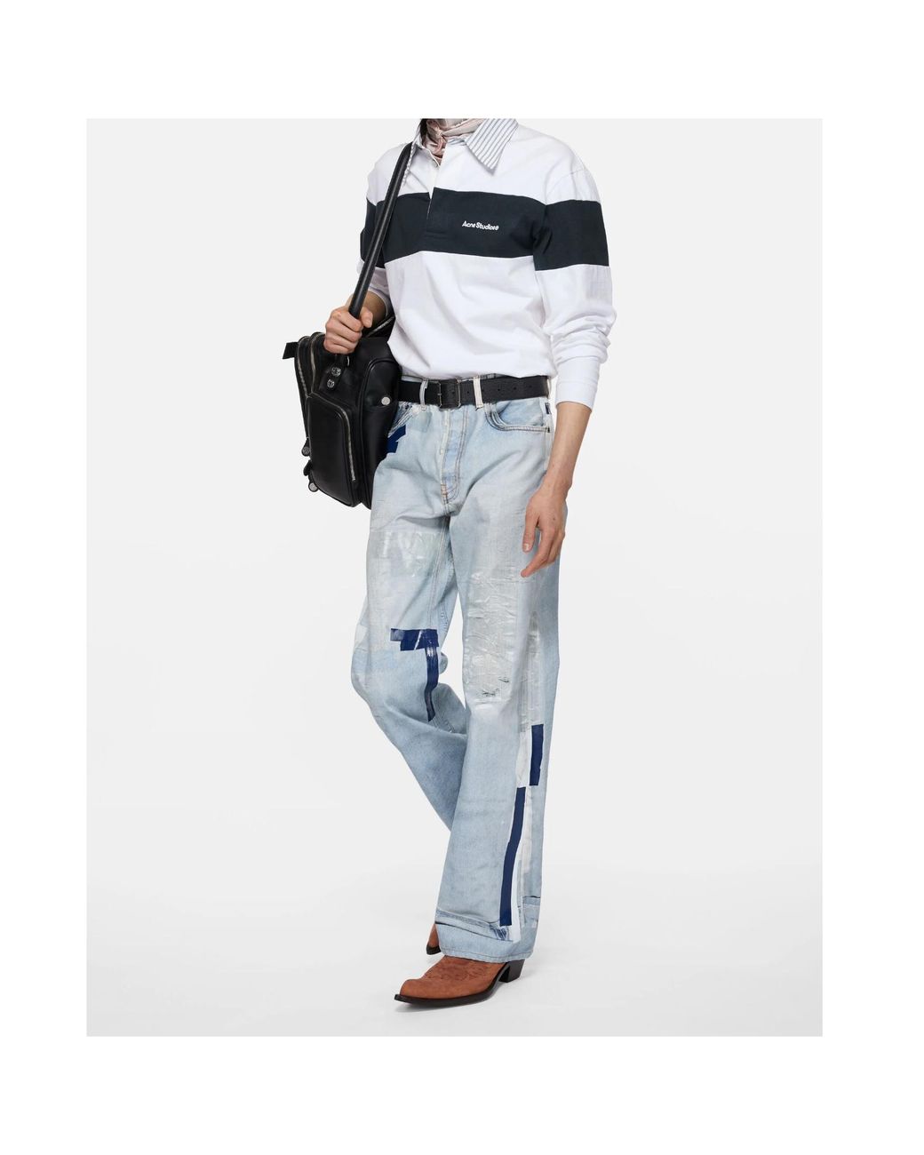Acne Blue Distressed Straight-Leg Jeans for men