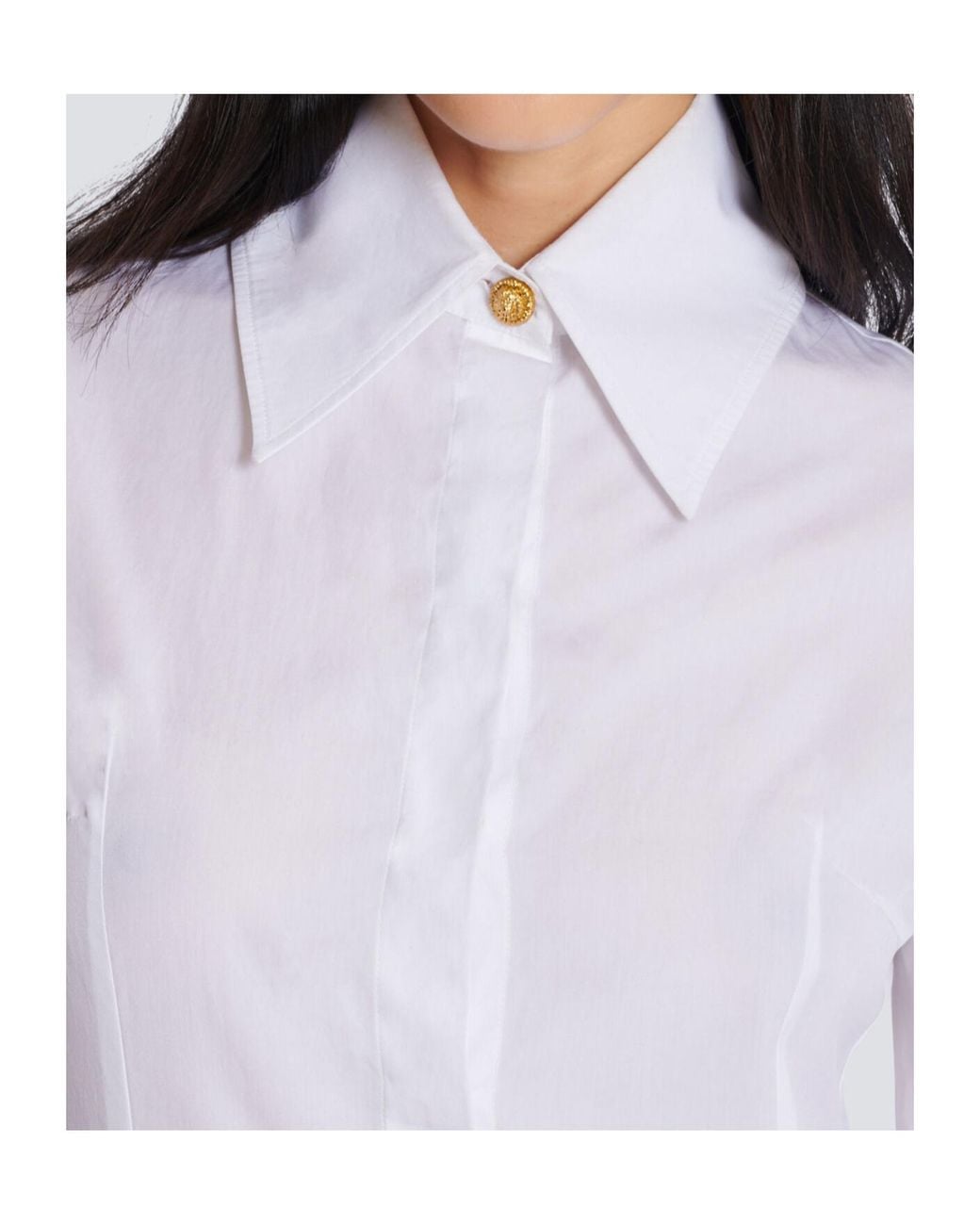 Balmain White Button-Up Long-Sleeved Poplin Shirt