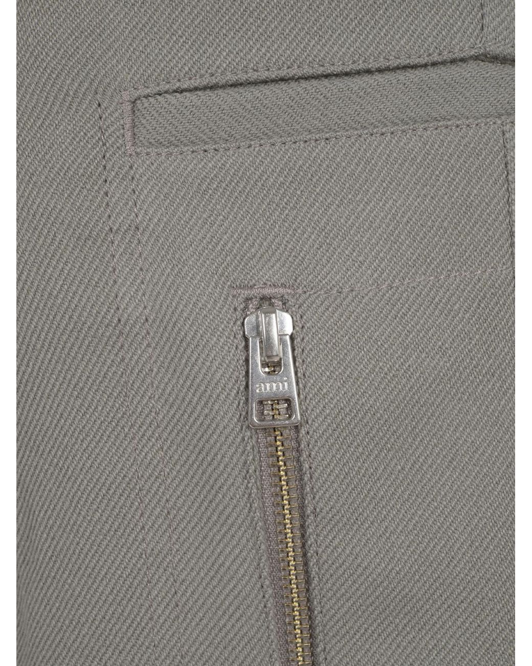 AMI Blue Ami Pleated Wide-Leg Cargo Pants for men