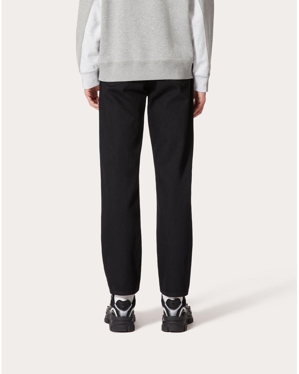 Valentino Black Stud Detailed Straight Leg Jeans for men