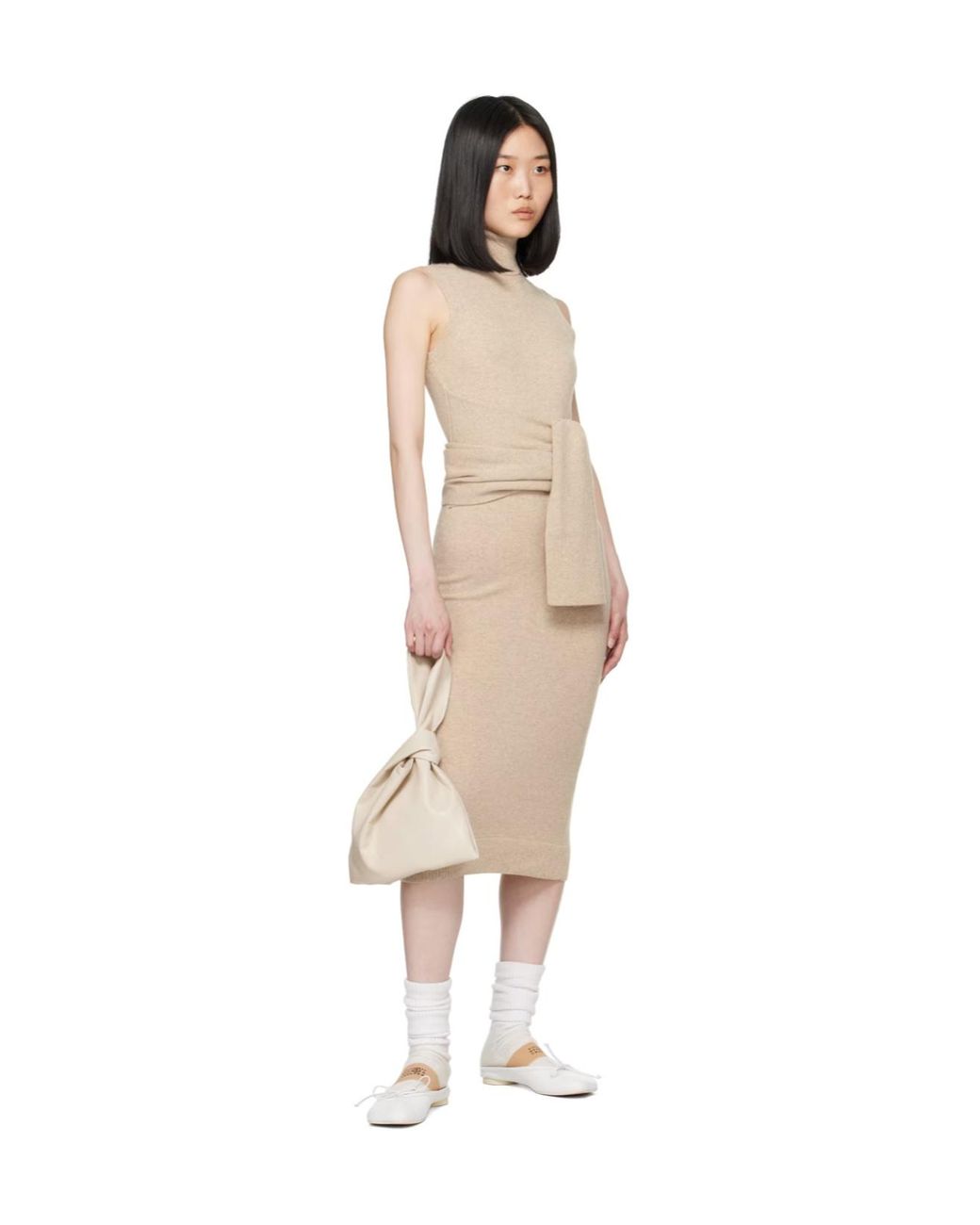 MM6 by Maison Margiela White Knitted Midi Dress