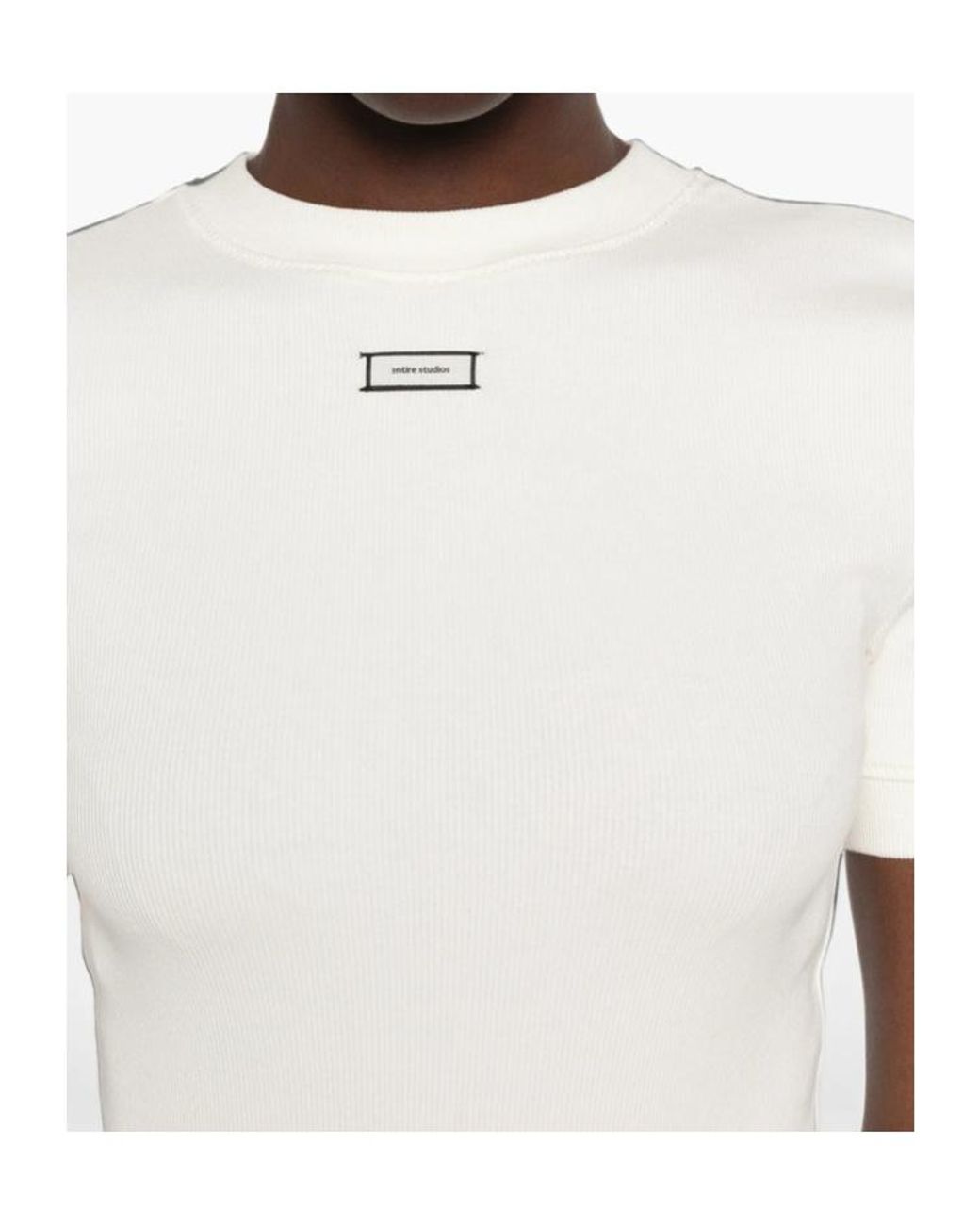 Entire studios White Lounge Ribbed-Knit Logo-Patch Shorts