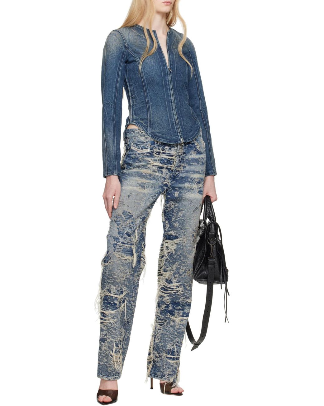 DIESEL Blue Zip-Up Denim Jacket