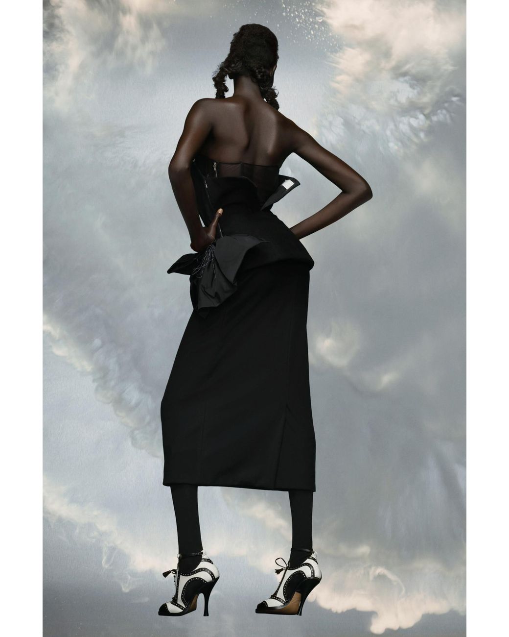 Maison Margiela Black Décortiqué Strapless Midi Dress