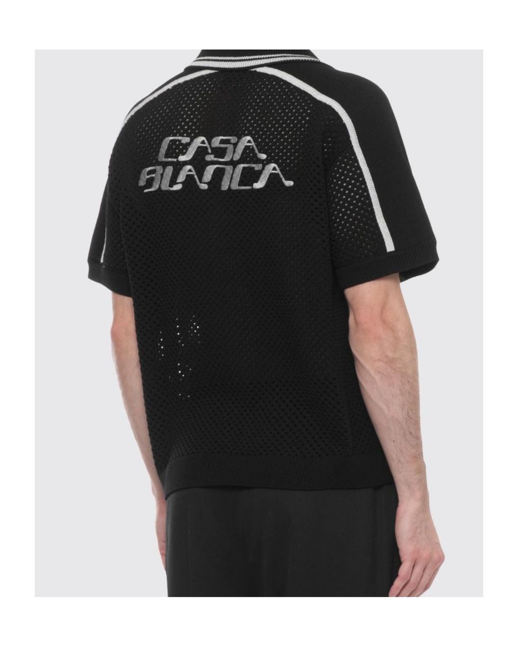 Casablanca Black Mesh Short Sleeved Shirt for men