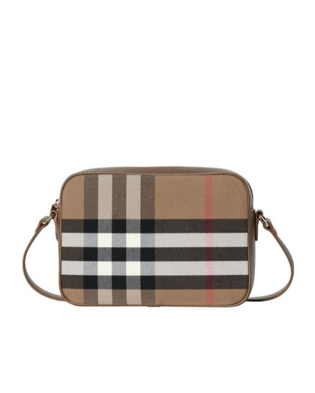Burberry Brown Checked Large Camera Shoulder Bag