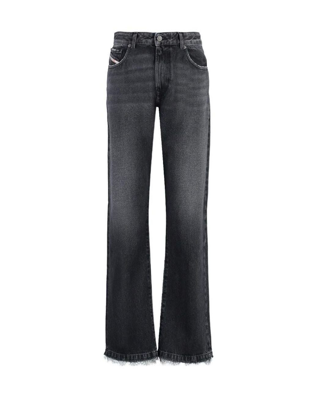 DIESEL Gray High Waist Lace-Trim Jeans