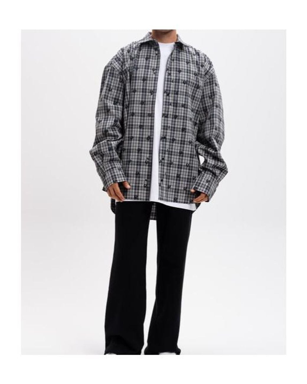 Vetements Gray Turn-Down Collar Long-Sleeve Shirt for men