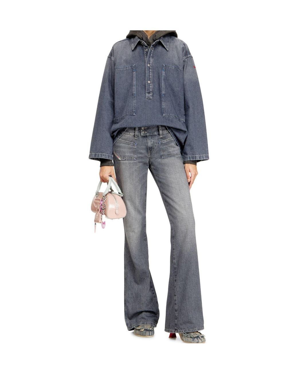 DIESEL Blue De-Priss Henley Denim Top