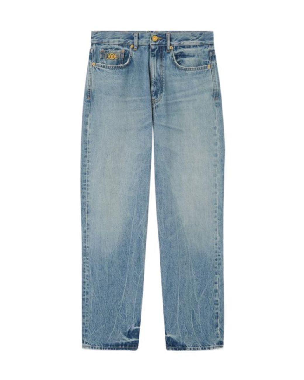 Versace Blue Logo-Patch Pencil Jeans for men