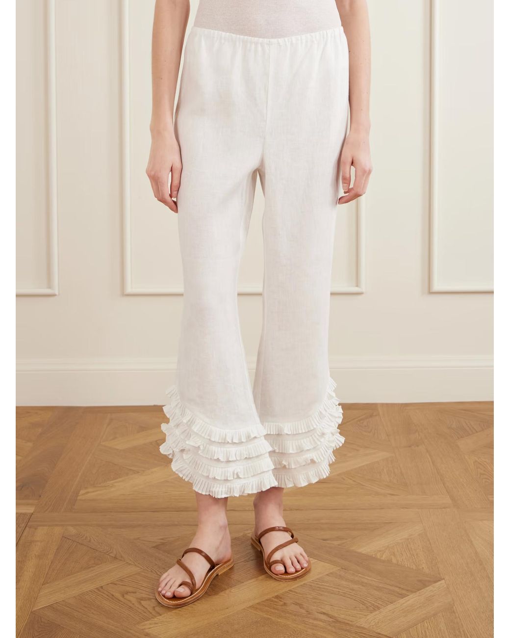 Posse White Ruffled Casual Pants