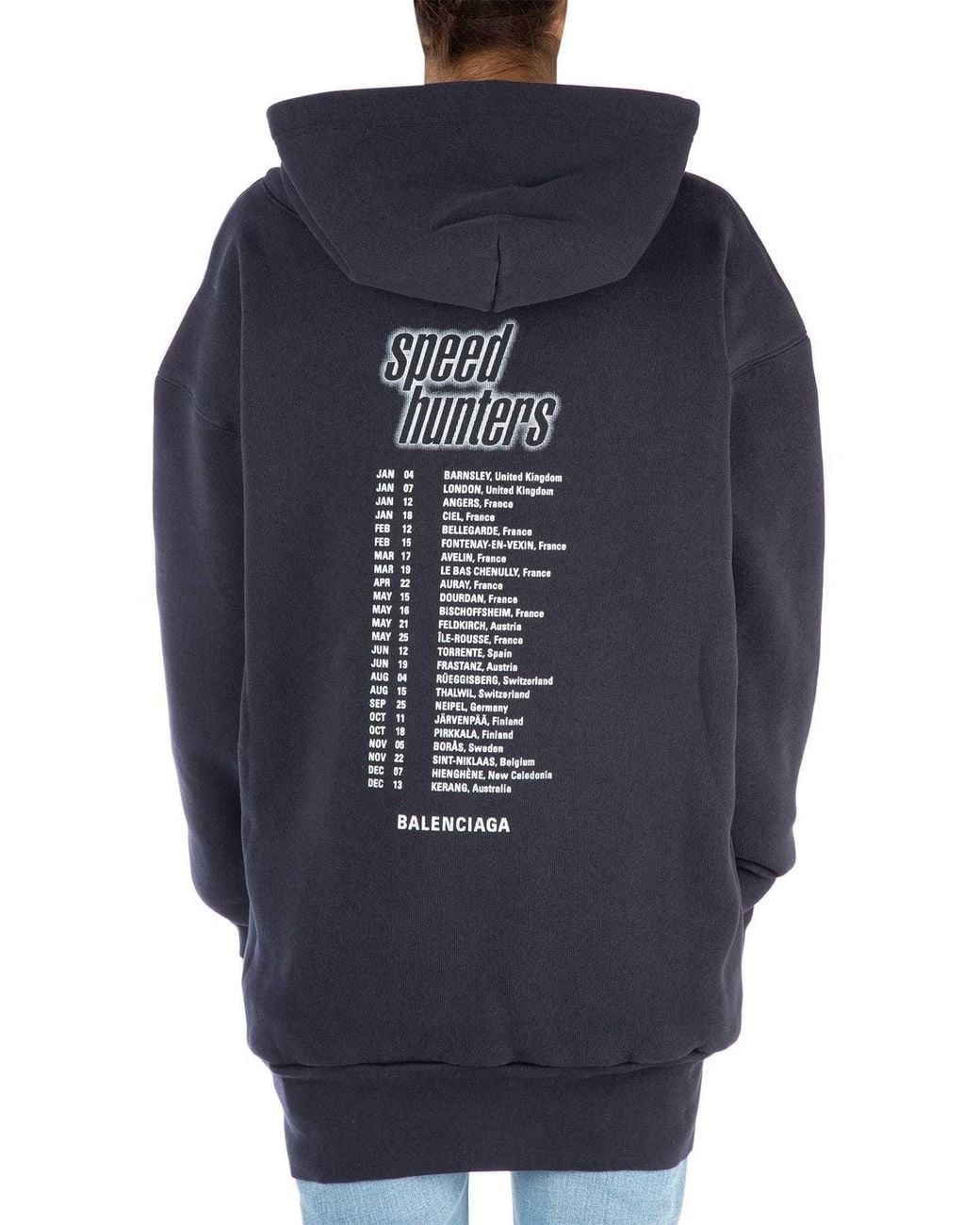 Balenciaga Blue Printed Hooded Hoodie for men