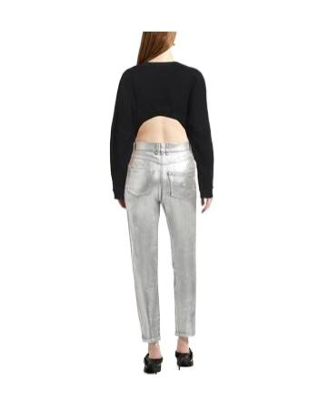 Saint Laurent Black Off-Shoulder Drop Shoulder Long Sleeve Top