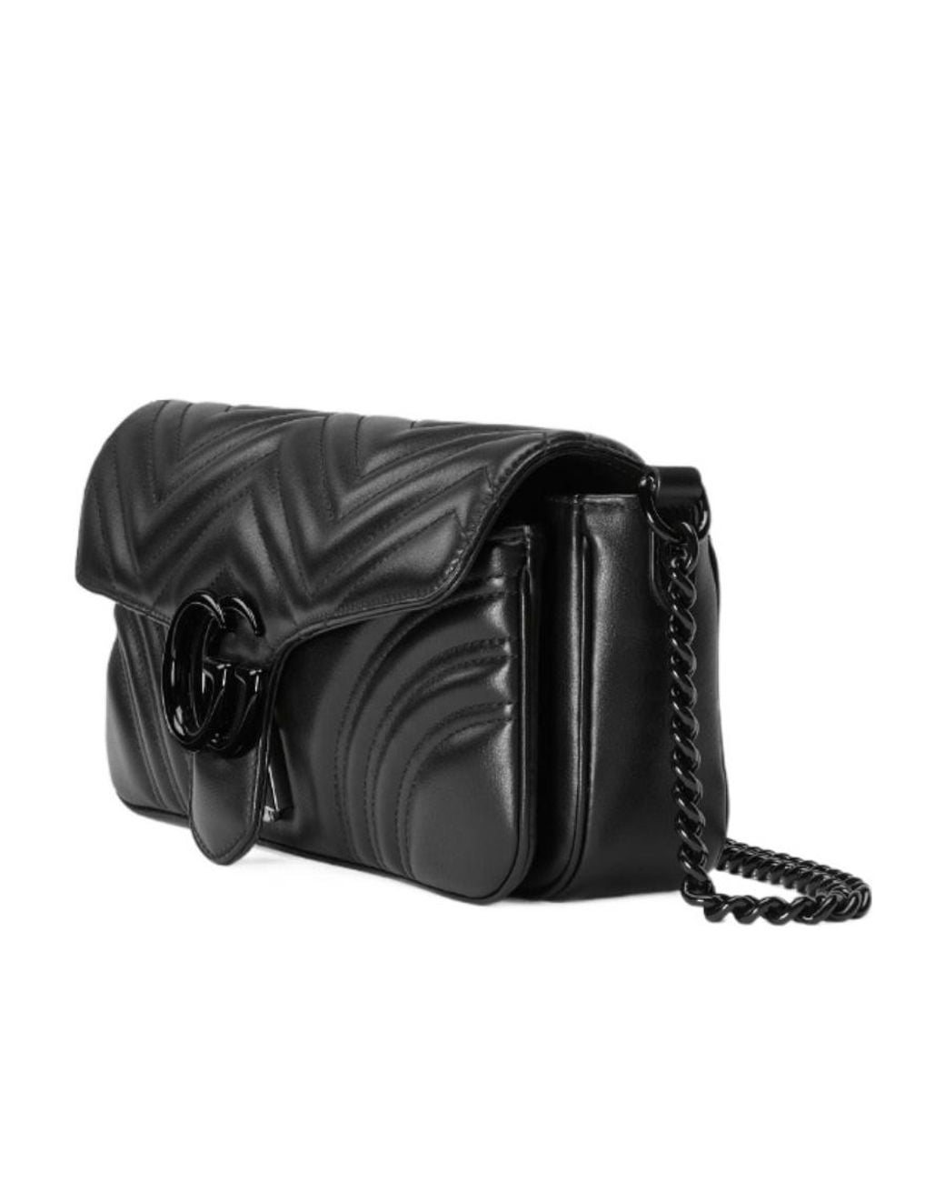 Gucci Black Gg Marmont Chain Linked Shoulder Bag