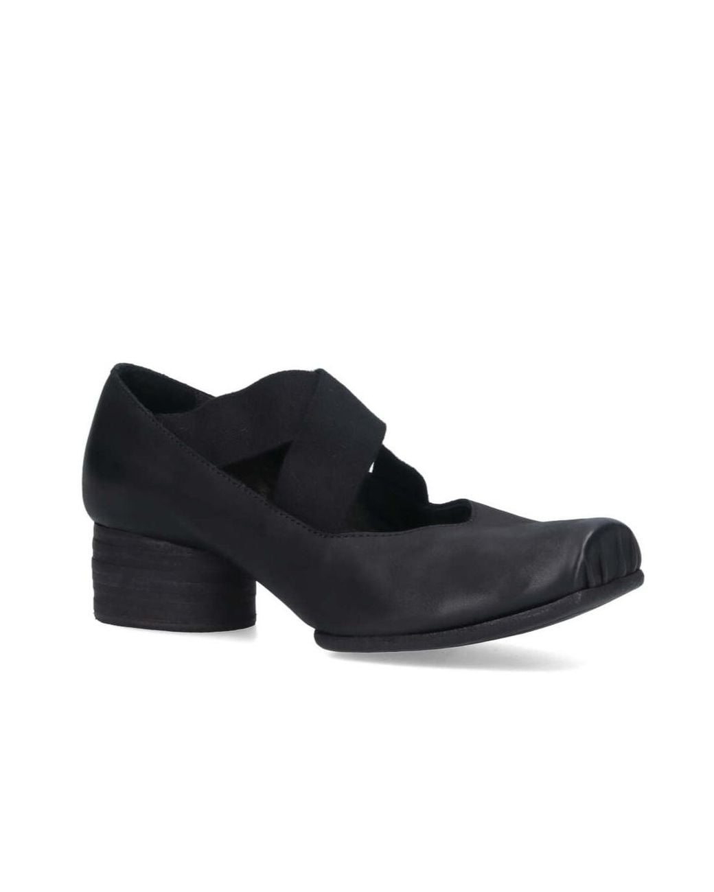 Uma Wang Black Logo Square Toe Heels