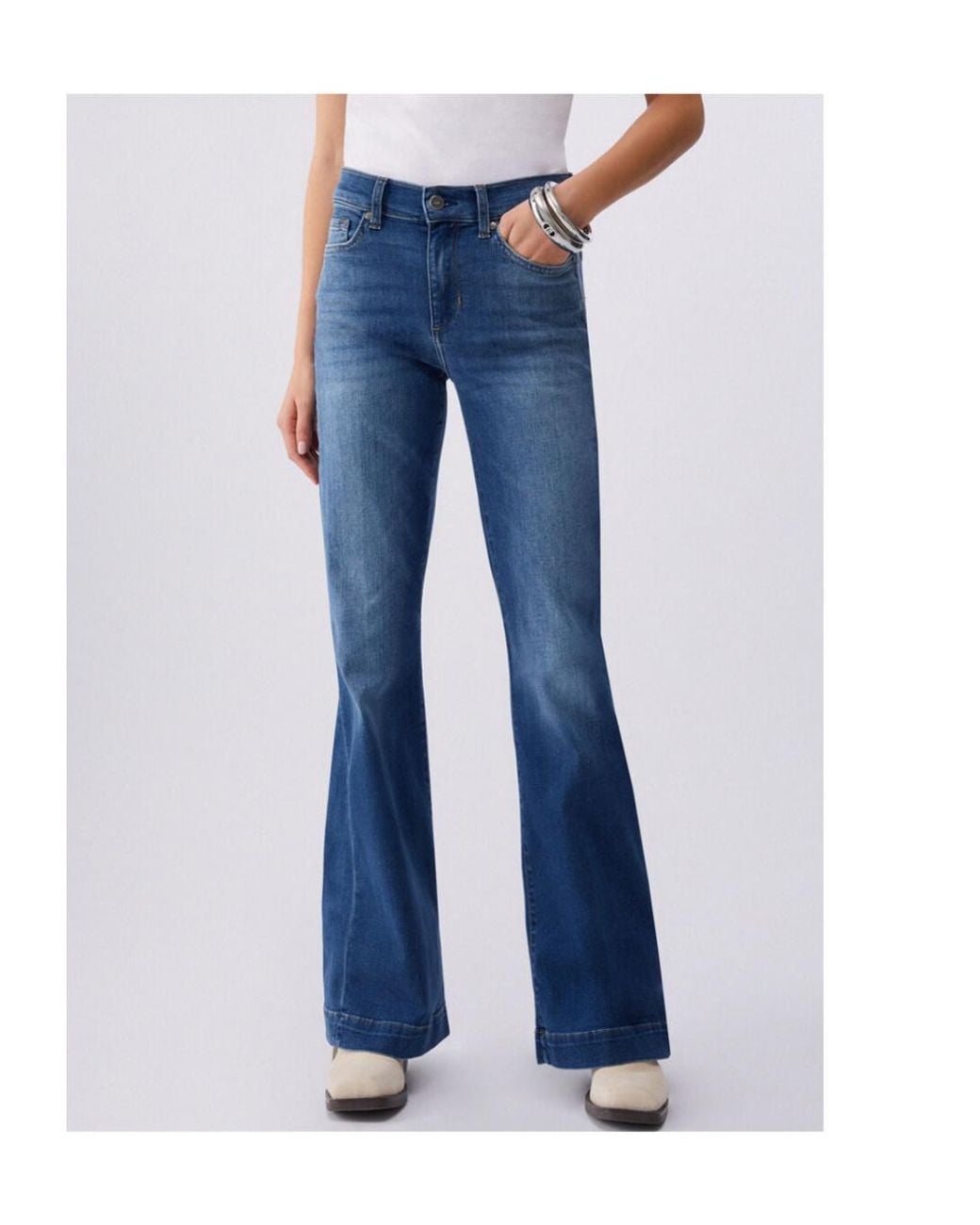 Liu Jo Blue Rhinestone-Embellished Flared Jeans