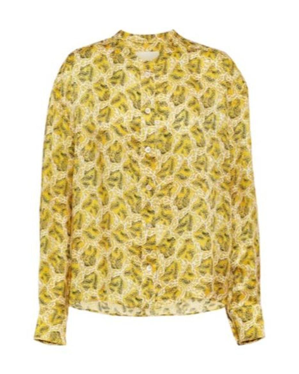 Isabel Marant Yellow Leidy Printed Satin Blouse