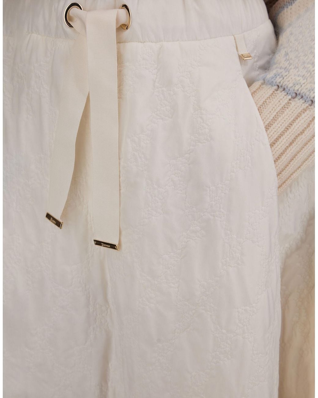 Herno White Drawstring Waist Maxi Skirt