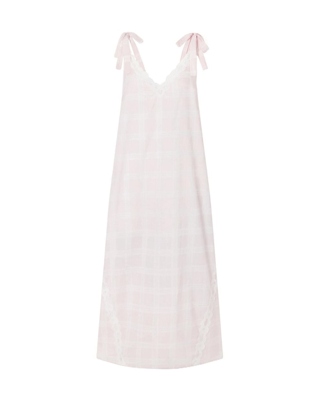 Posse White Marylin Gingham Lace-Trimmed Cotton Maxi Dress