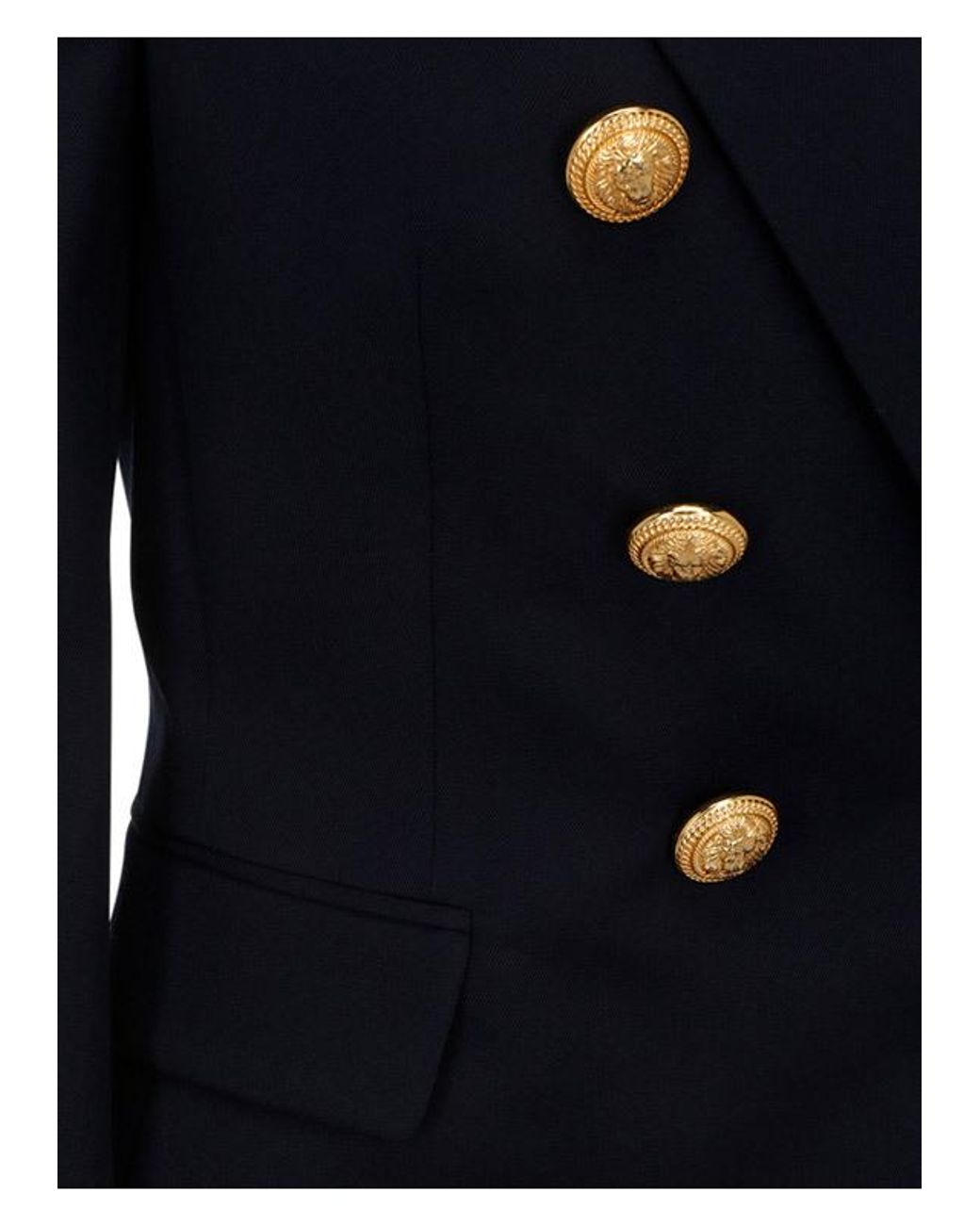 Balmain Blue Notched Lapel 6 Button Double-Breasted Blazer