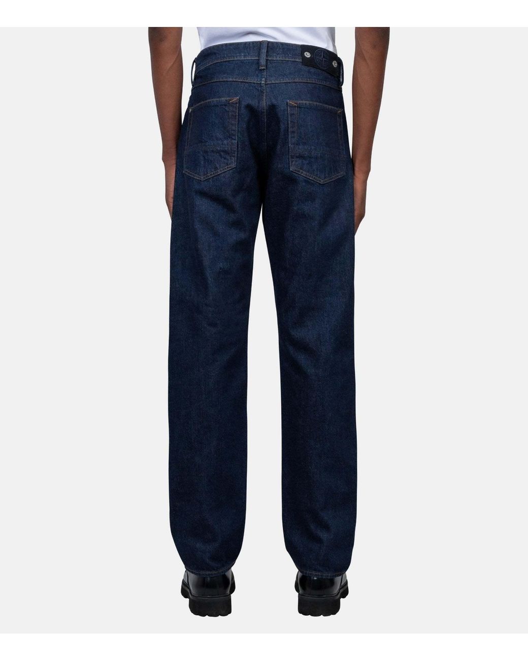 Stone Island Blue Logo Patch Jeans for men