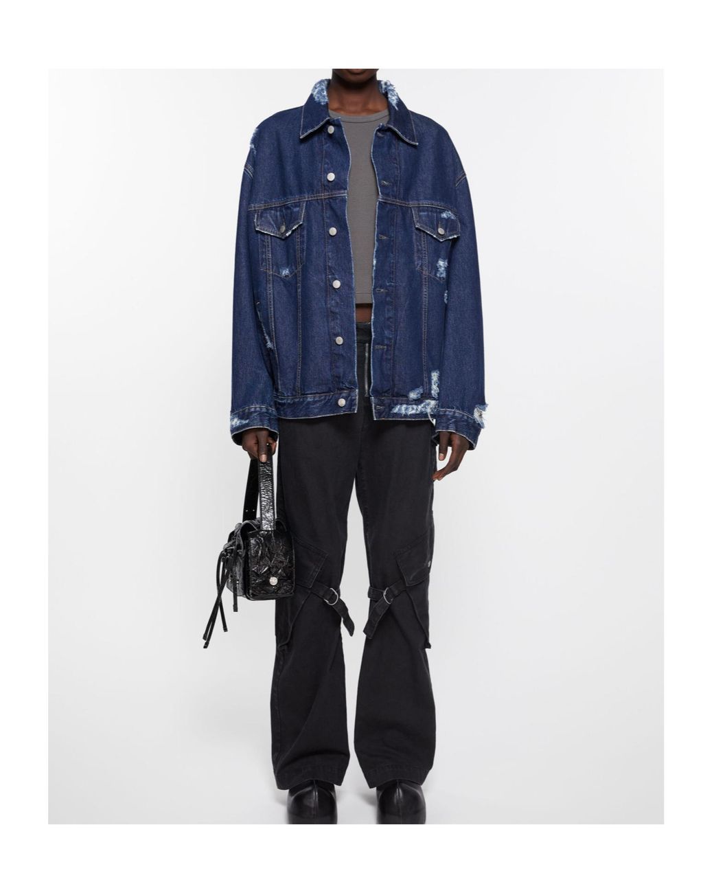 Acne Blue Relaxed Fit Distressed Denim Jacket for men