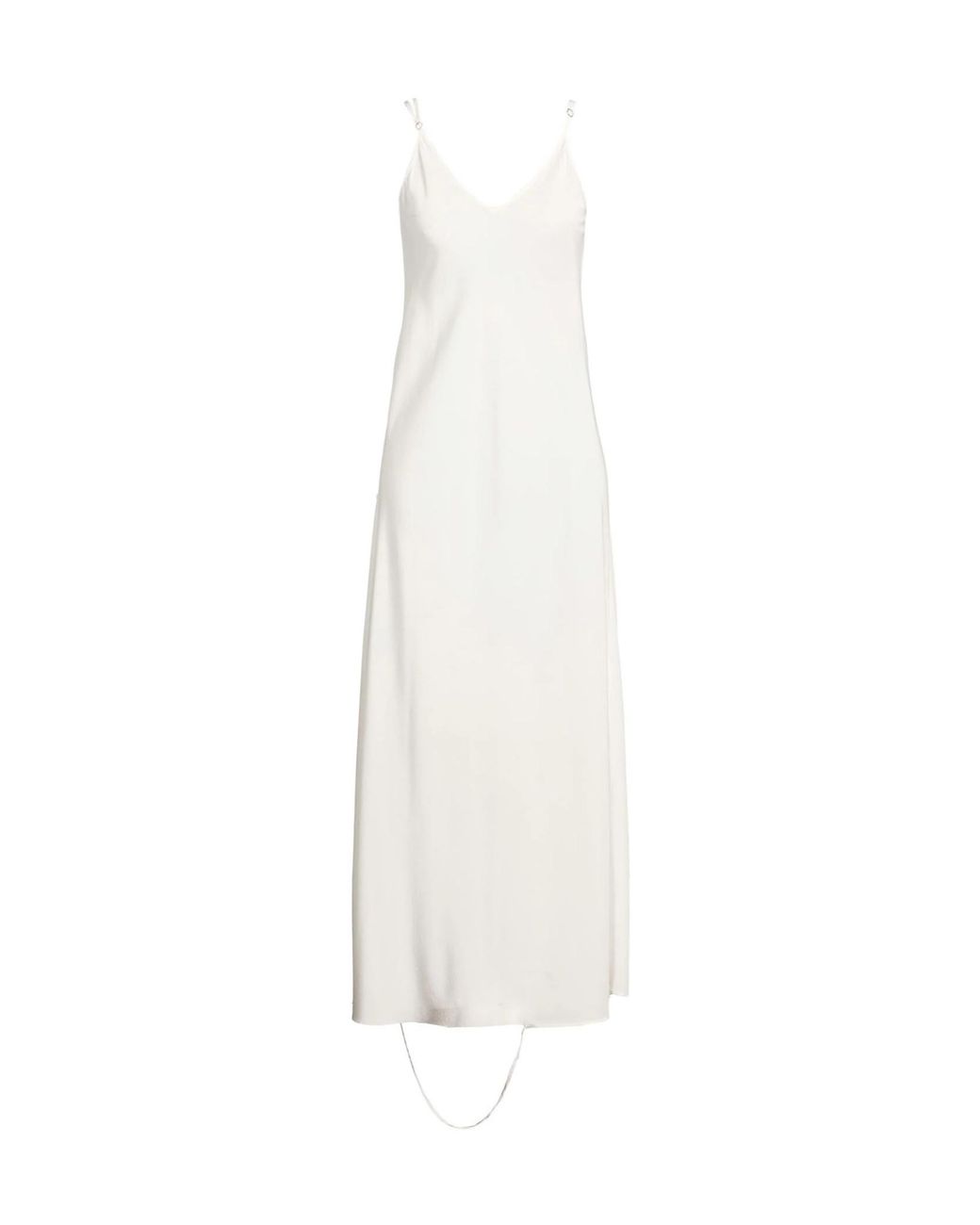 Maison Margiela White Satin Spaghetti Strap Dress