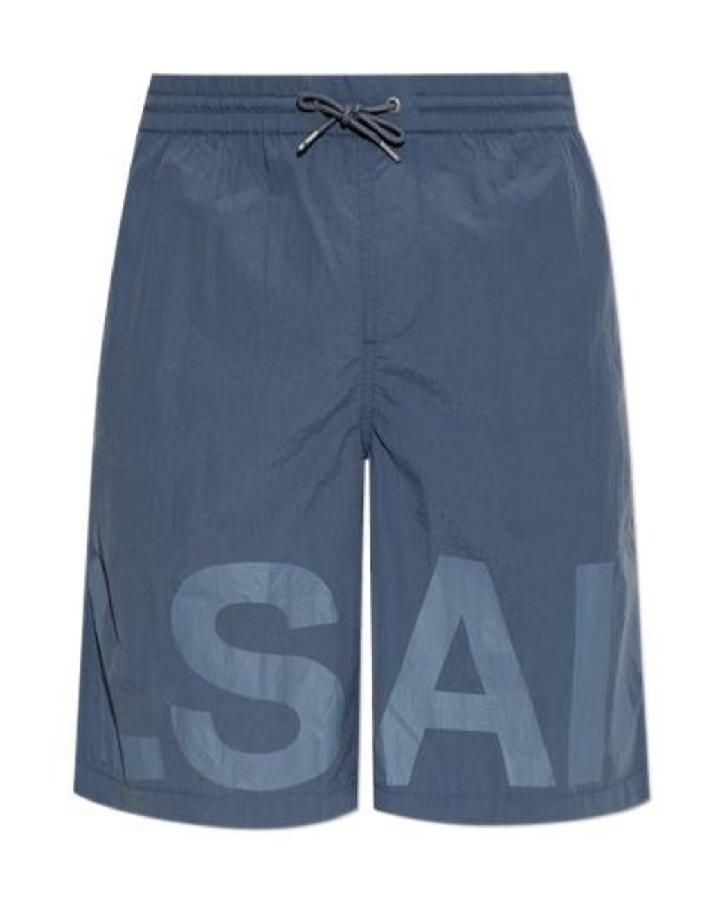 AllSaints Blue Largeletter Drawstring Swim Shorts for men