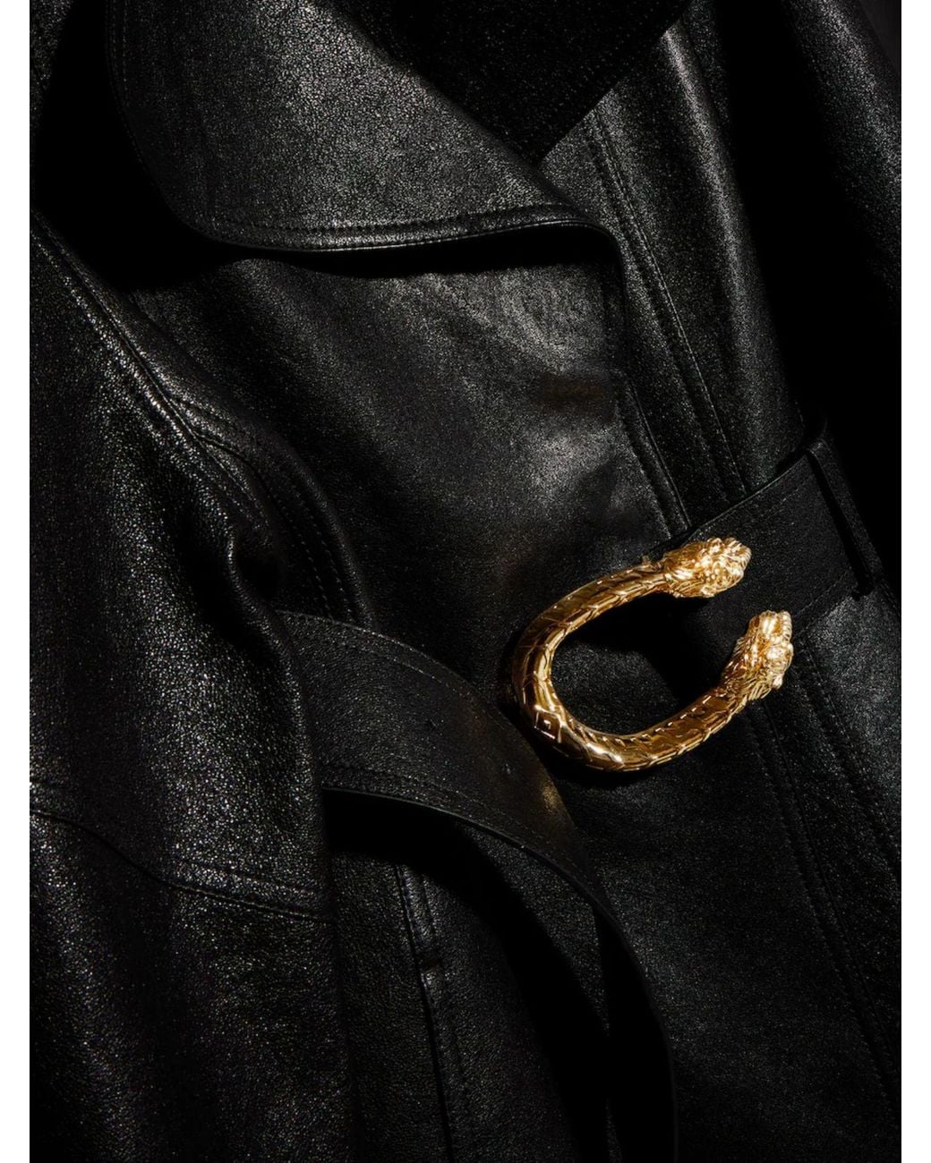 Gucci Black Collared Belted Trench Coat