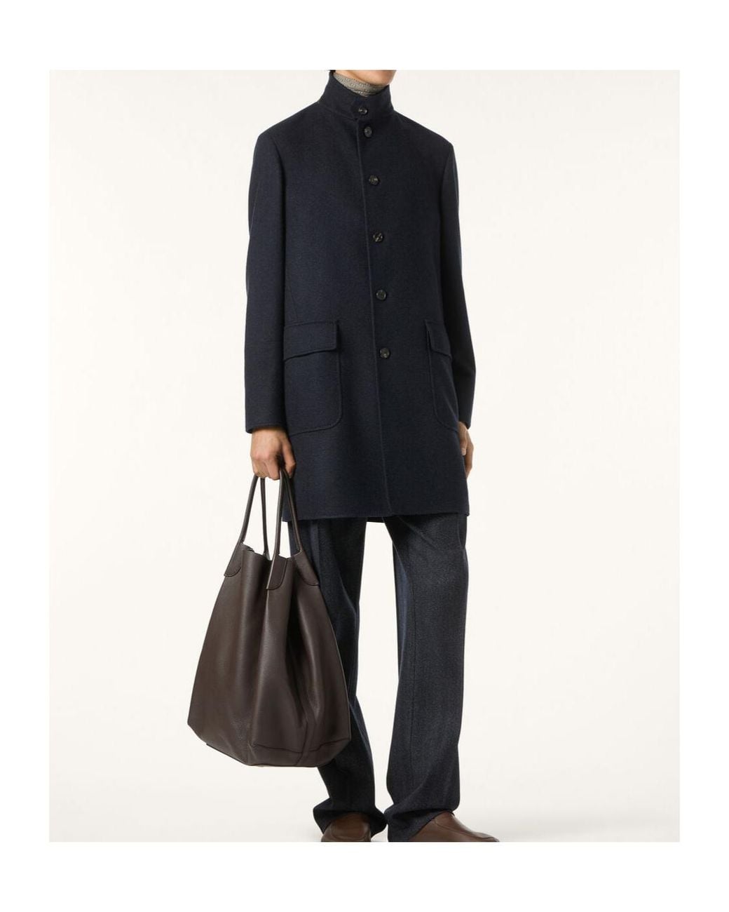 Loro Piana Blue Single Breasted Coat for men