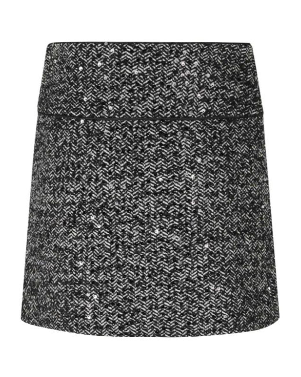 ERMANNO FIRENZE Black Chevron Sequin Mini Skirt