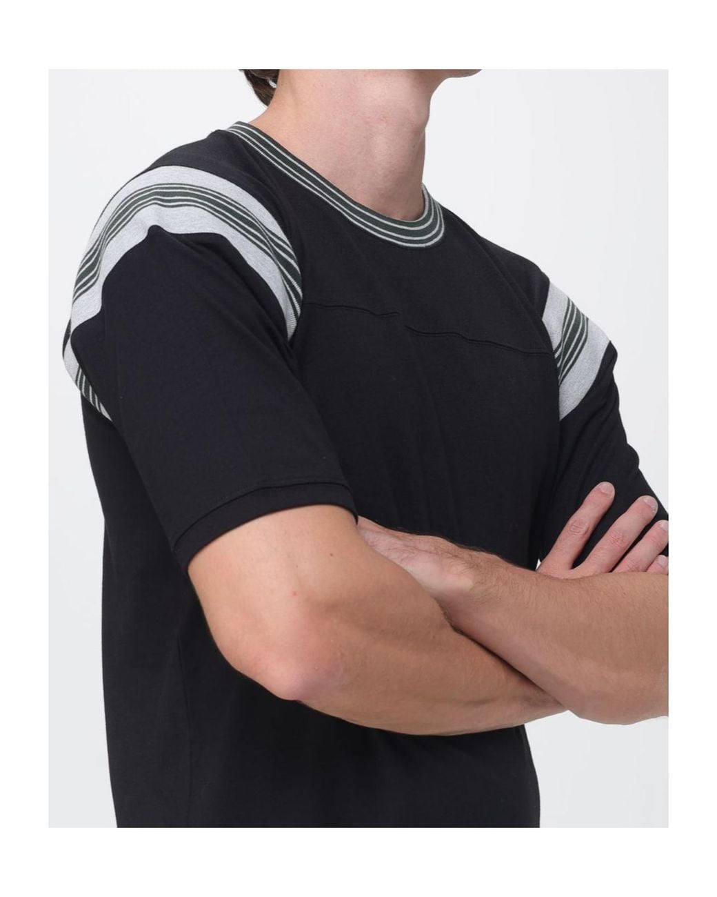 Dries Van Noten Black Stripe Detailed T-Shirt for men