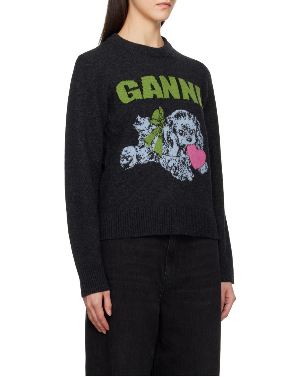 Ganni Blue Round-Neck Knitwear