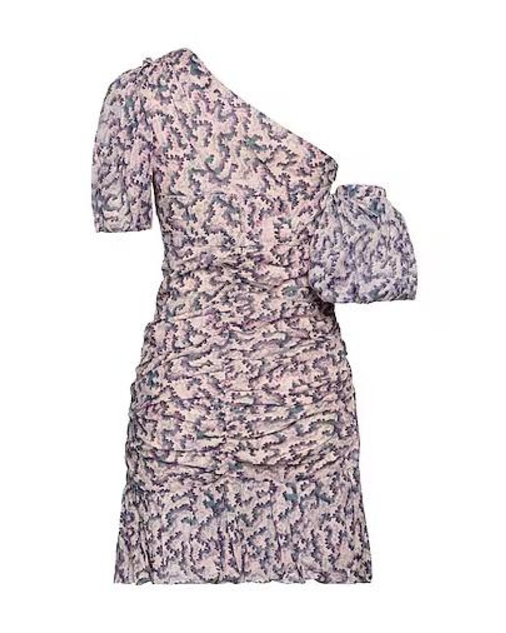 Isabel Marant Purple Floral Off-Shoulder Fitted Dress