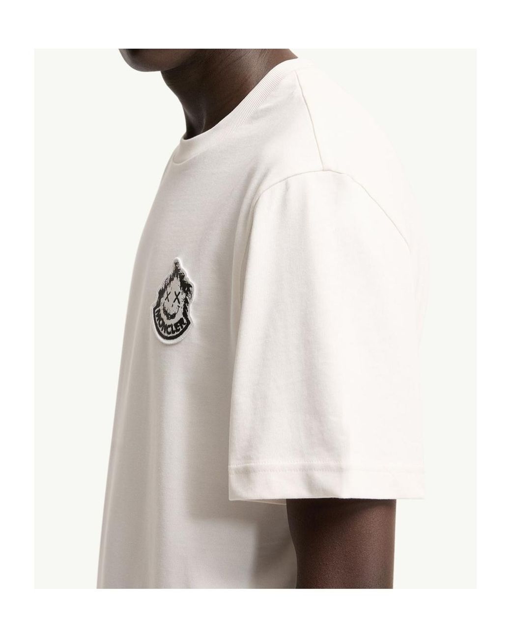 Moncler White Logo Patch Crewneck T-Shirt for men