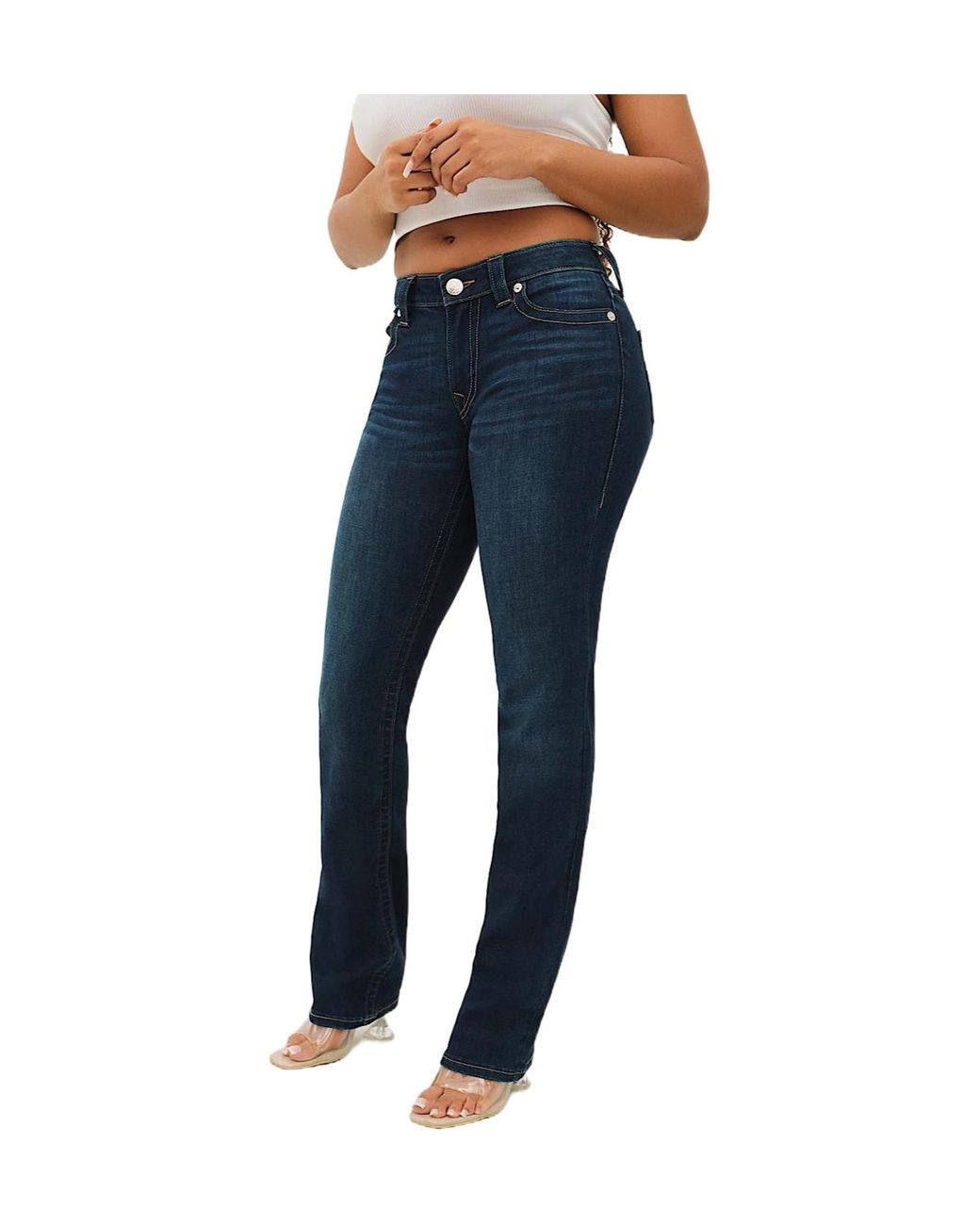 True Religion Blue Billie Mid Rise Straight Jean