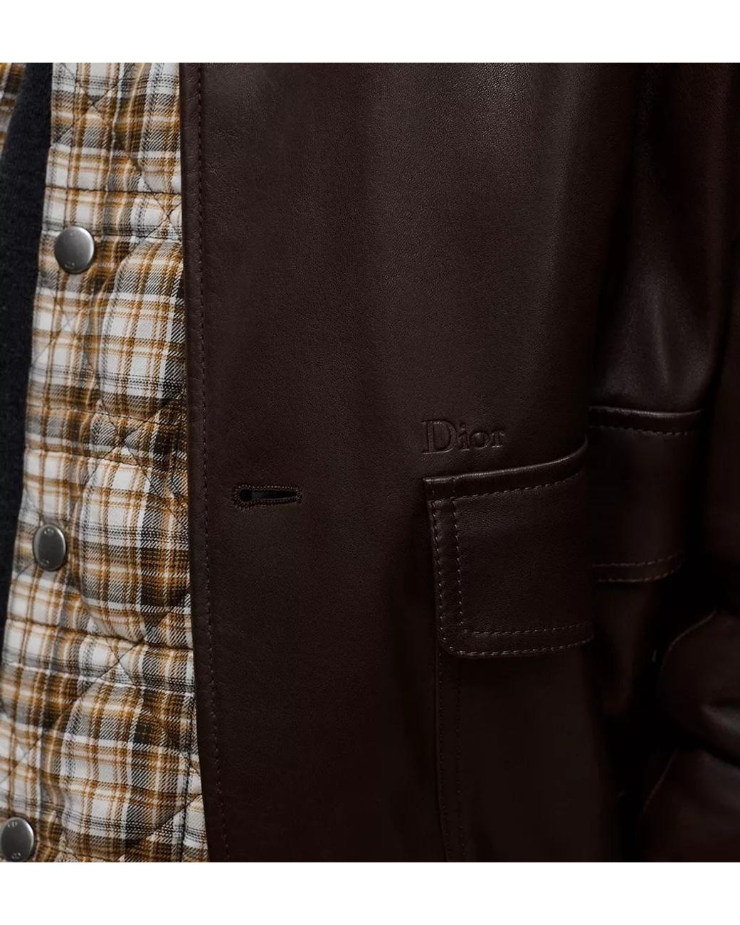 Dior Brown Long-Sleeve Leather Jacket for men
