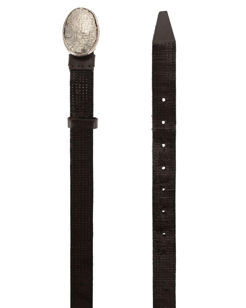 Brunello Cucinelli White Braided Buckle Textured Belt for men