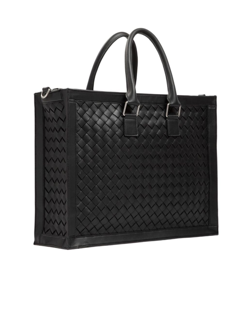 Bottega Veneta Black Intrecciato Briefcase for men
