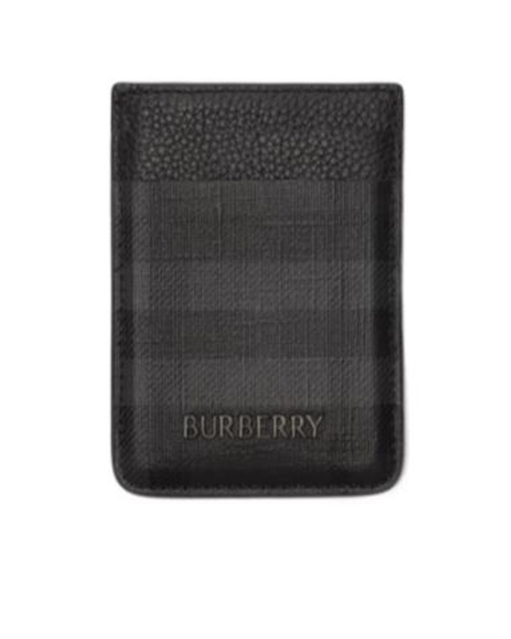 Burberry Black City Check Magnetic Card Case for men